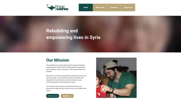 Screenshot of the Three Wishes website