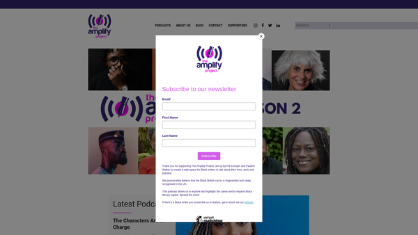 Screenshot of the The Amplify Project website