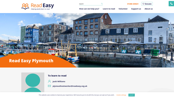 Screenshot of the Read Easy Plymouth website