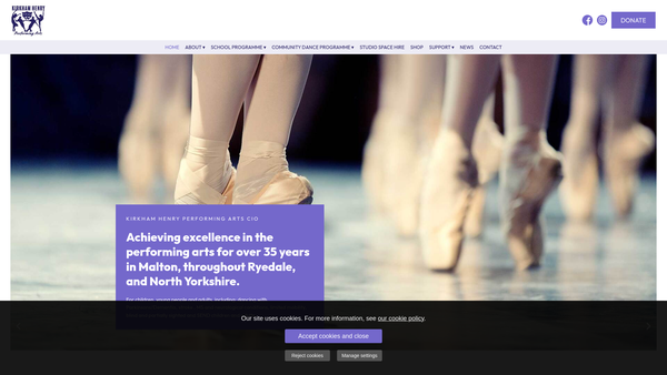 Screenshot of the Kirkham Henry Performing Arts CIO website
