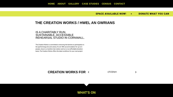 Screenshot of the The Creation Works CIO website