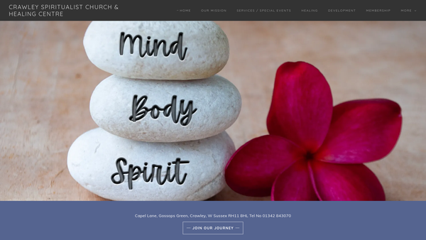 Screenshot of the Crawley Spiritualist Church website