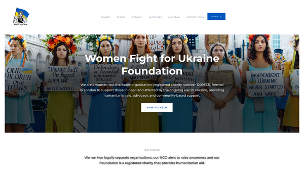 Screenshot of the Women Fight For Ukraine Foundation website