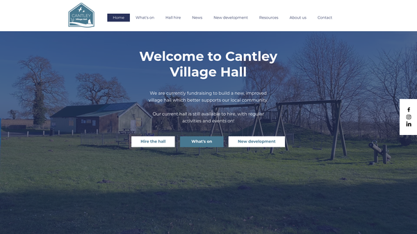 Screenshot of the Cantley Village Hall website