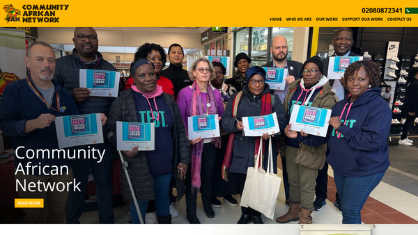 Screenshot of the Community African Network Limited website