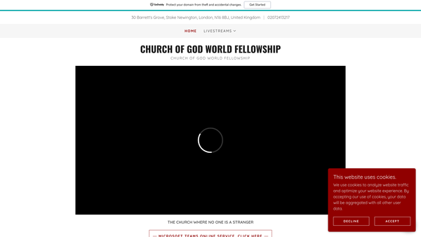 Screenshot of the Church Of God World Fellowship website
