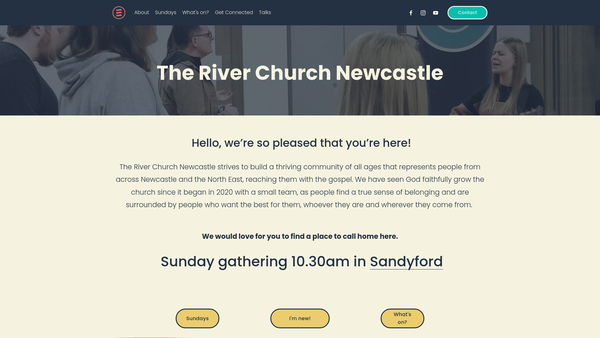 Screenshot of the The River Church Newcastle website