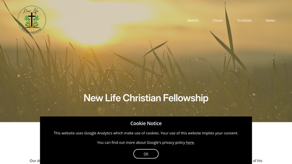 Screenshot of the New Life Christian Fellowship (Tipton) website