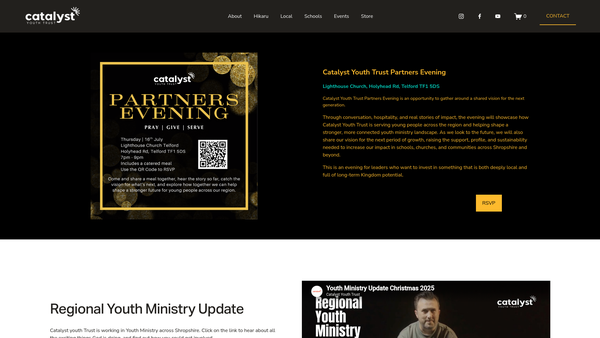 Screenshot of the Catalyst Youth Trust website