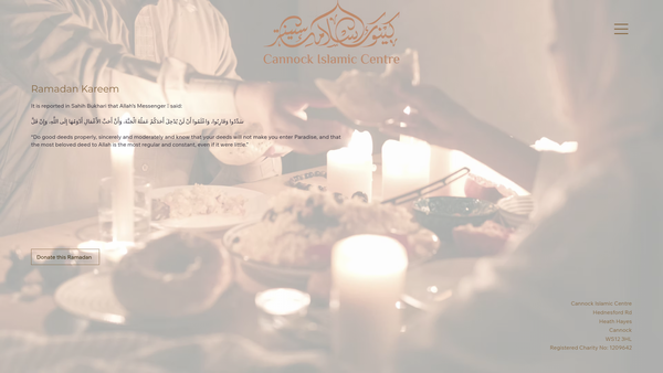 Screenshot of the Cannock Islamic Centre website