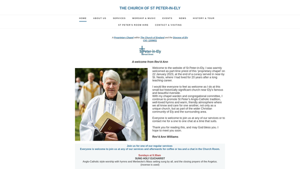 Screenshot of the St Peter In Ely CIO website