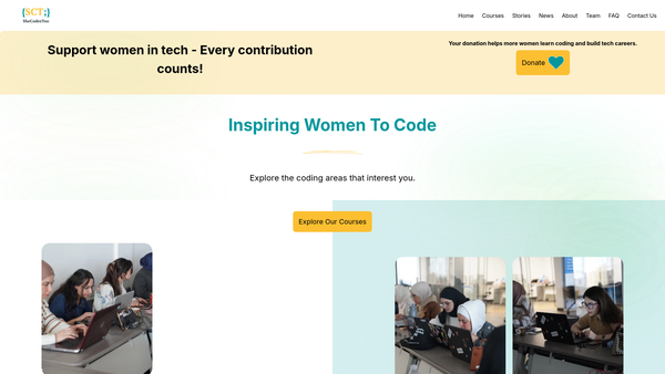 Screenshot of the She Codes Too website
