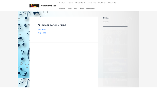 Screenshot of the Aldbourne Band website