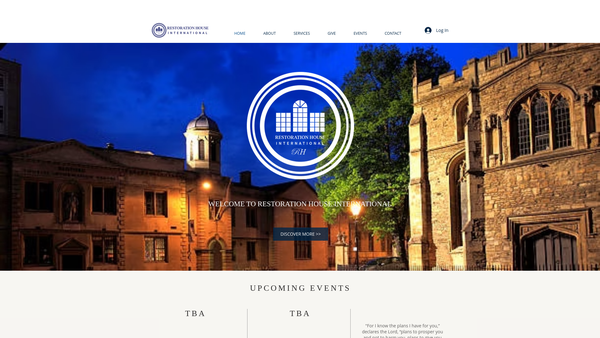 Screenshot of the Restoration House International website