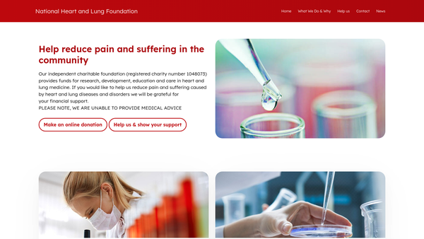 Screenshot of the National Heart And Lung Foundation website
