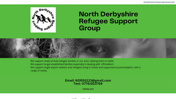 Screenshot of the North Derbyshire Refugee Support Group website