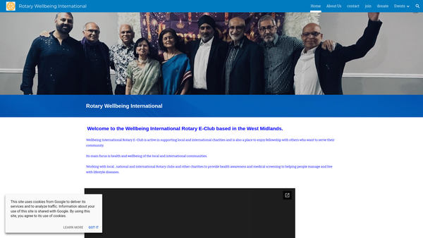 Screenshot of the Rotary Club Of Wellbeing International CIO website
