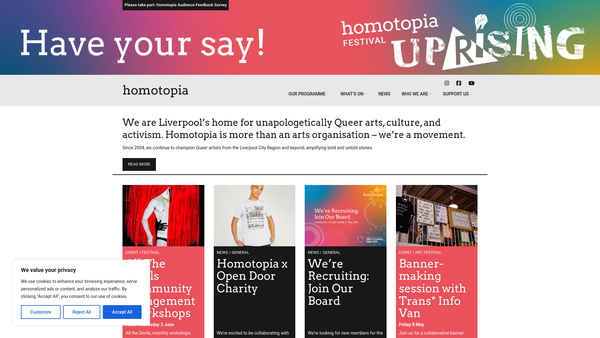 Screenshot of the Homotopia website