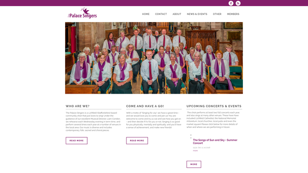 Screenshot of the The Palace Singers website