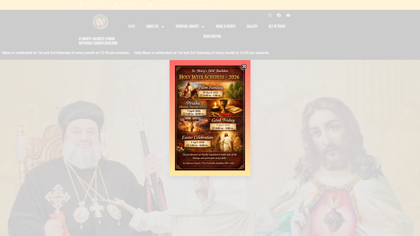 Screenshot of the St Mary's Jacobite Syrian Orthodox Church, Basildon website