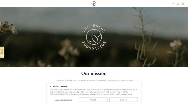 Screenshot of the Holos Foundation website