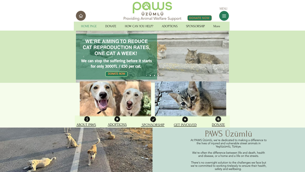 Screenshot of the Paws Uzumlu UK website