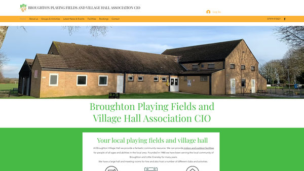 Screenshot of the The Broughton Playing Fields And Village Hall Association CIO website