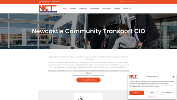 Screenshot of the Newcastle Community Transport website