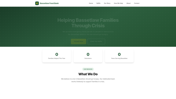 Screenshot of the Bassetlaw Foodbank website