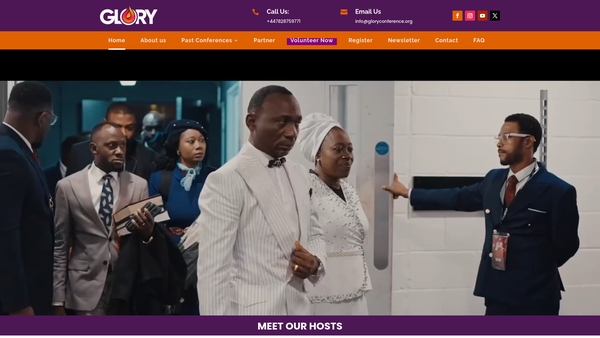 Screenshot of the The Glory Conference website
