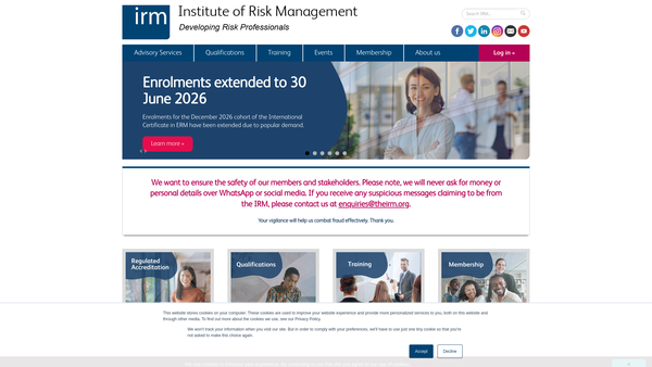 Screenshot of the Institute Of Risk Management website