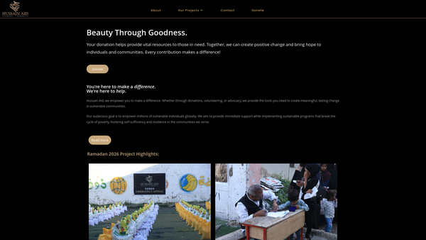 Screenshot of the Hussain Aid website