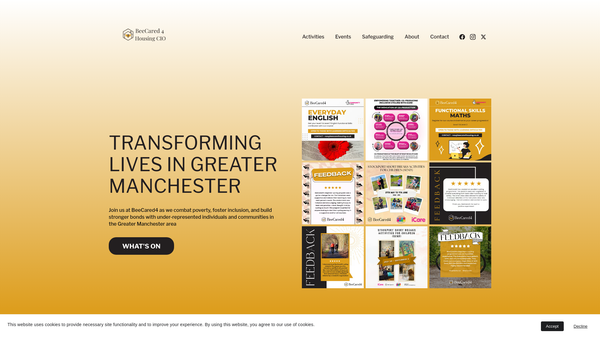 Screenshot of the Bee Cared 4 Housing CIO website