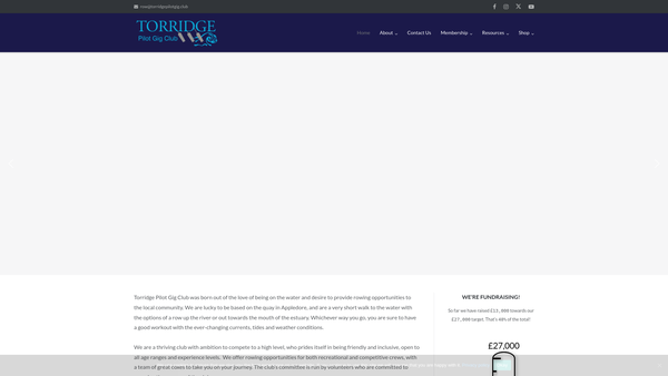 Screenshot of the Torridge Pilot Gig Club CIO website