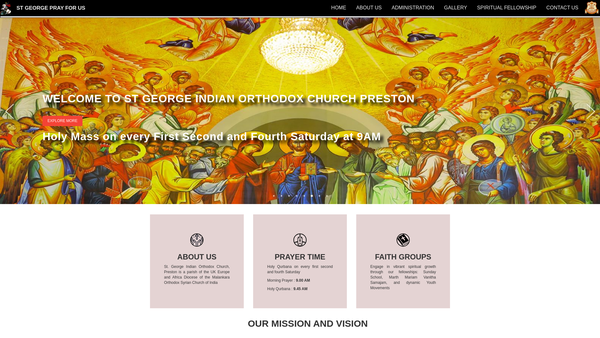 Screenshot of the St. George Indian Orthodox Church, Preston website