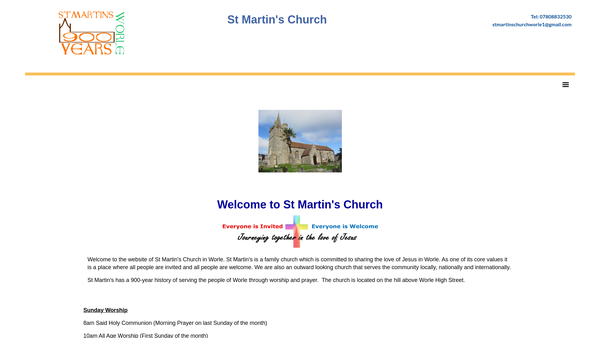 Screenshot of the The Parochial Church Council Of The Ecclestiastical Parish Of Worle: Saint Martin website