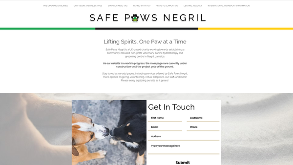 Screenshot of the Safe Paws Negril website