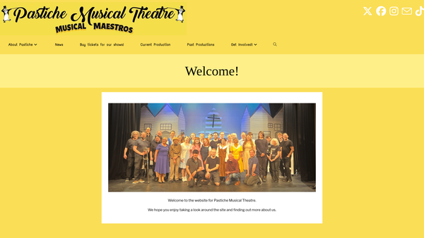Screenshot of the Pastiche Musical Theatre website