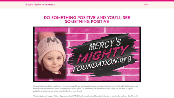 Screenshot of the Mercy's Mighty Foundation website