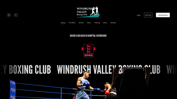 Screenshot of the Windrush Valley Amateur Boxing Club website
