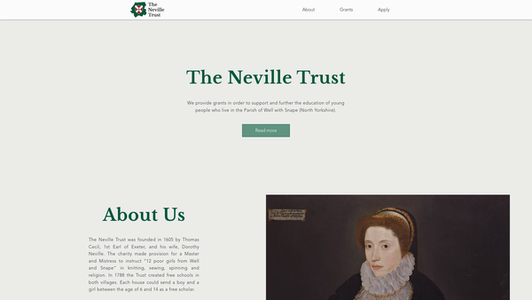 Screenshot of the The Neville Trust website