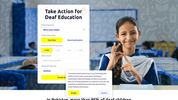 Screenshot of the Deaf Education Initiative website