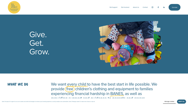 Screenshot of the The Nest Project website