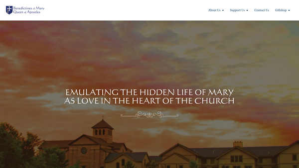 Screenshot of the Benedictines Of Mary, Queen Of Apostles website