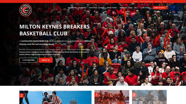 Screenshot of the Mk Breakers Community Foundation website