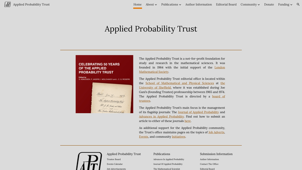 Screenshot of the Applied Probability Trust CIO website