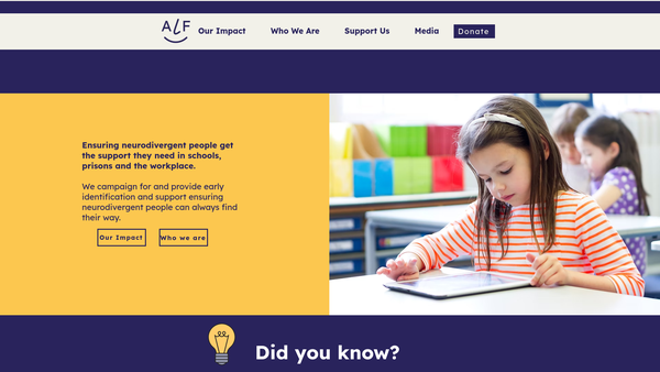 Screenshot of the Accessible Learning Foundation Ltd website