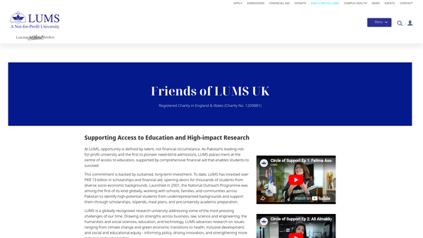 Screenshot of the Friends Of Lums UK website