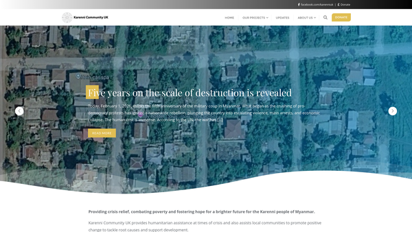 Screenshot of the Karenni Community (UK) website