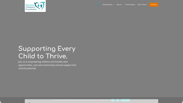 Screenshot of the Maritime Children's Foundation website